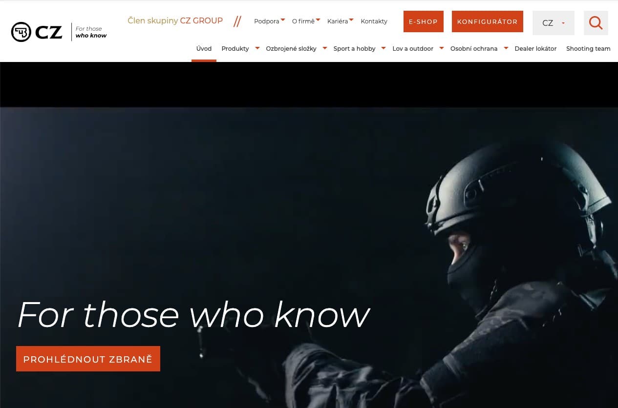 Česká zbrojovka's&nbsp;corporate website